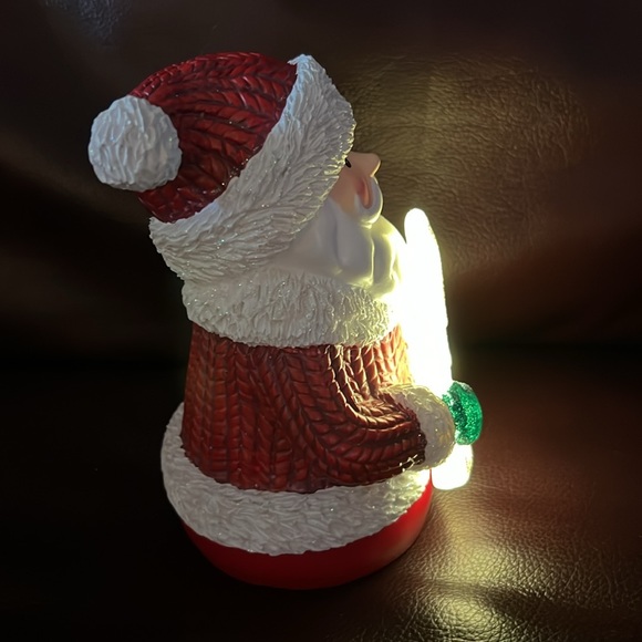 Vtg Lighted Glitter Santa Holding Sparkly Christmas Tree in Green Gloves - Picture 4 of 9